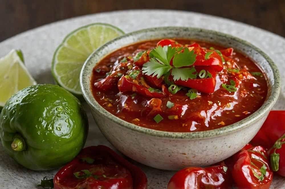 een bakje met sambal